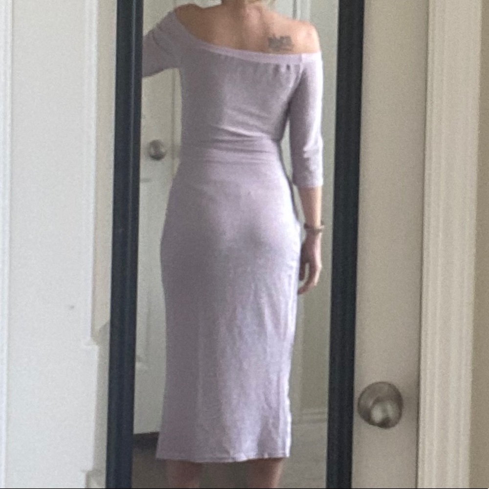 Pink purple lilac lavender off shoulder dress - Picture 5 of 5
